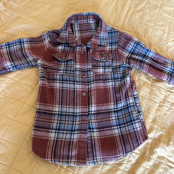 Boys Plaid Fleece Overshirt - Picture 1 of 2